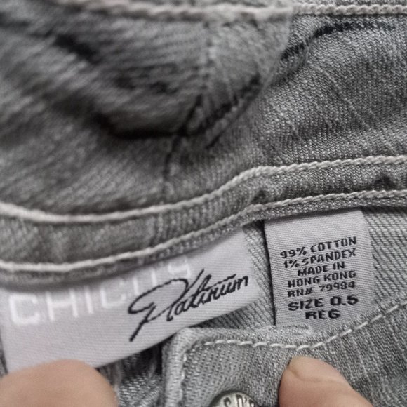 Chico's Platinum 31 X 33 Low Rise 5 Pocket Gray Denim Jeans (T-321) - Picture 6 of 11